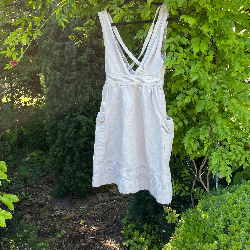 Anthropologie Meadow Rue Linen Pinafore Dress